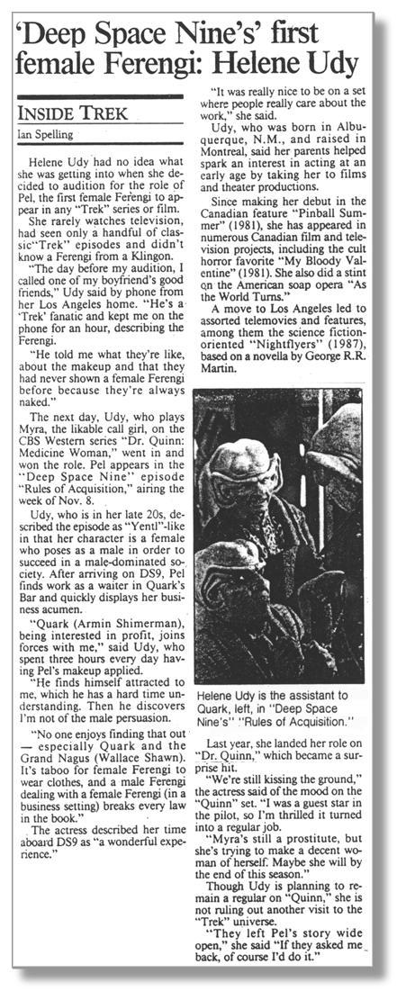 'Deep Space Nine's' first female Ferengi: Helene Udy