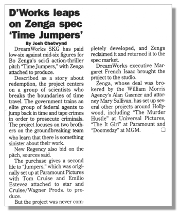 DreamWorks leaps on Zenga spec 'Time Jumpers'